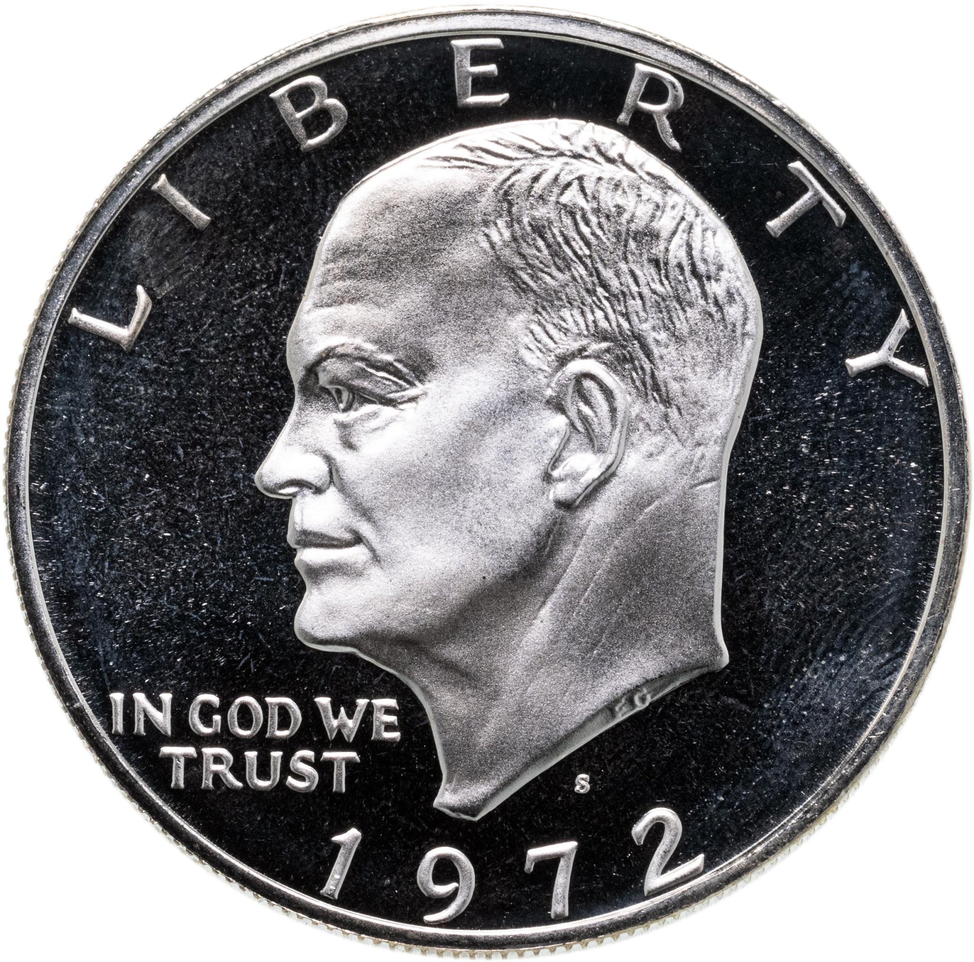 США 1 доллар 1972-1976, случайный ГОД, доллар Эйзенхауэра Лунный доллар, знак монетного двора "S" - Сан-Франциско, Серебро 400, в сохранности Proof