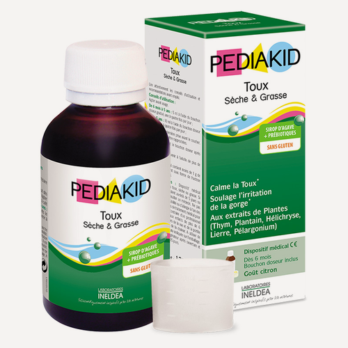 Изображение товара Сироп от кашля, для детей, сухого и мокрого кашля, PEDIAKID, снимает раздражение, 125 мл