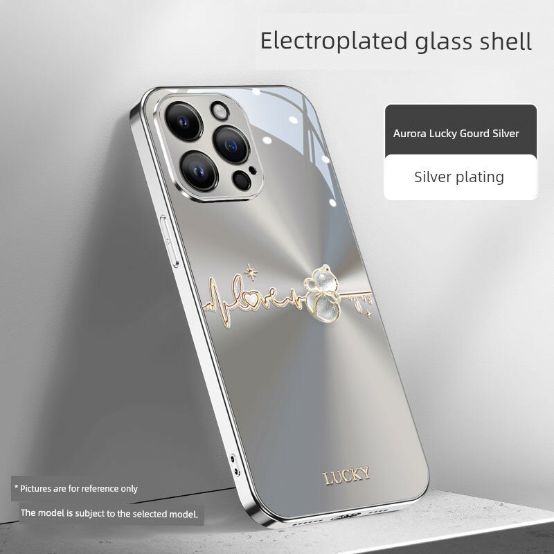 Чехол для iPhone 13 Pro Aurora Gourd с электропокрытием и встроенным защитным покрытием для объектива - Серебристый