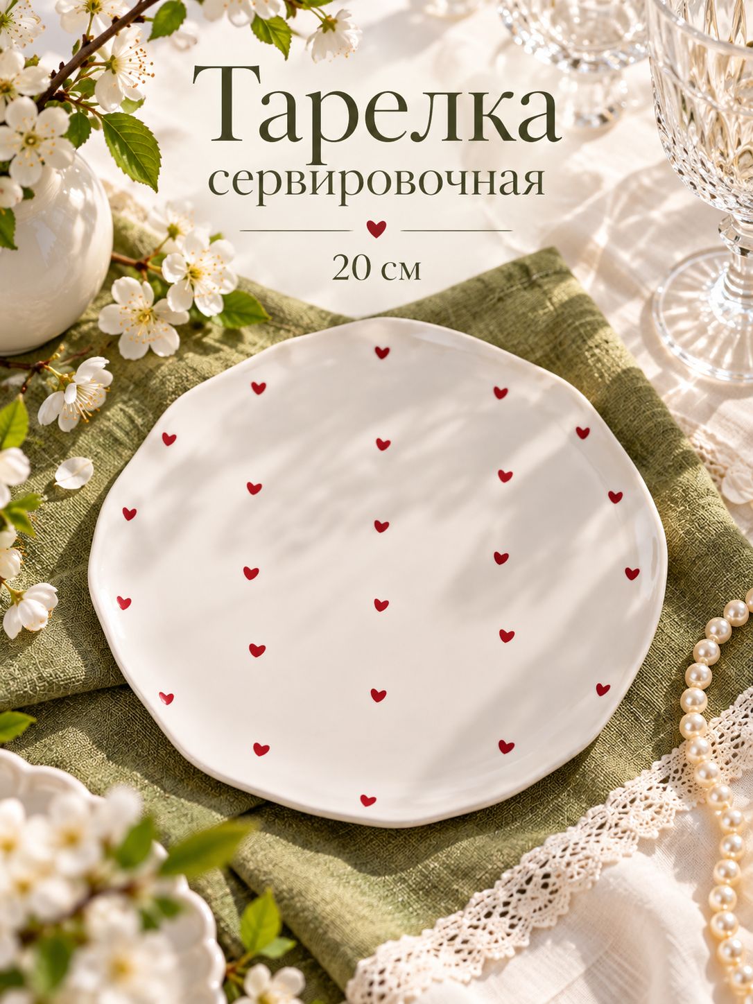 Тарелка сервировочная 20 см, "Уютный дом. Фиалки", керамическая