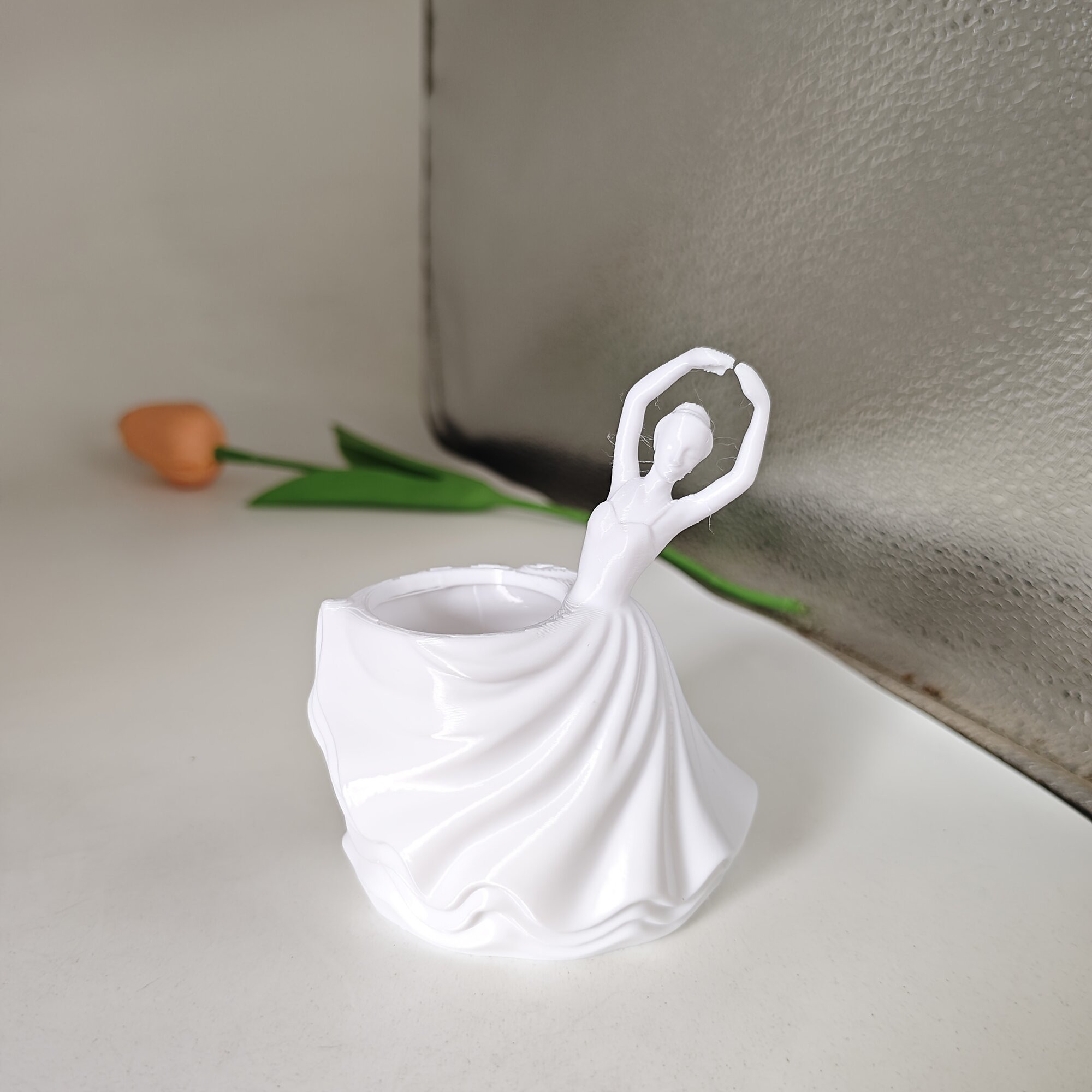 Подставка для ручек в виде балерины из 3D-печати, декоративный настольный органайзер, белый цвет