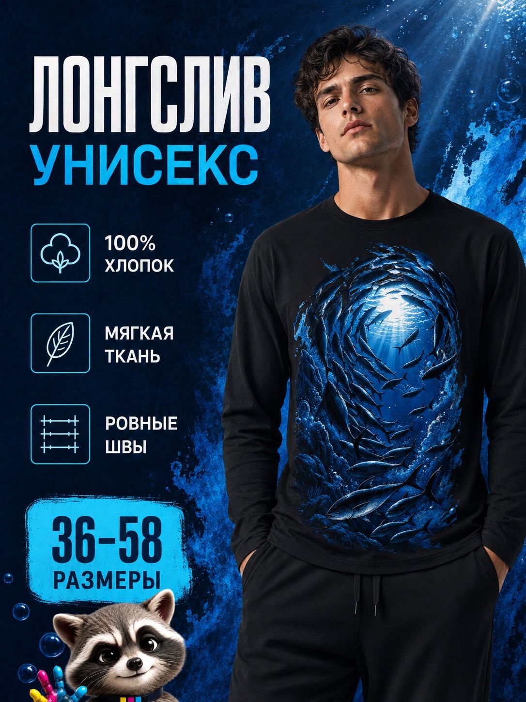 Лонгслив Фотокопир Океан, 1 шт.