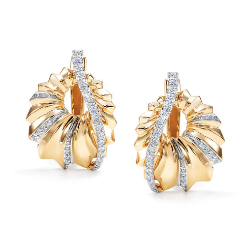 фото Серьги diamant online, желтое золото, 585 проба, бриллиант, , прозрачный