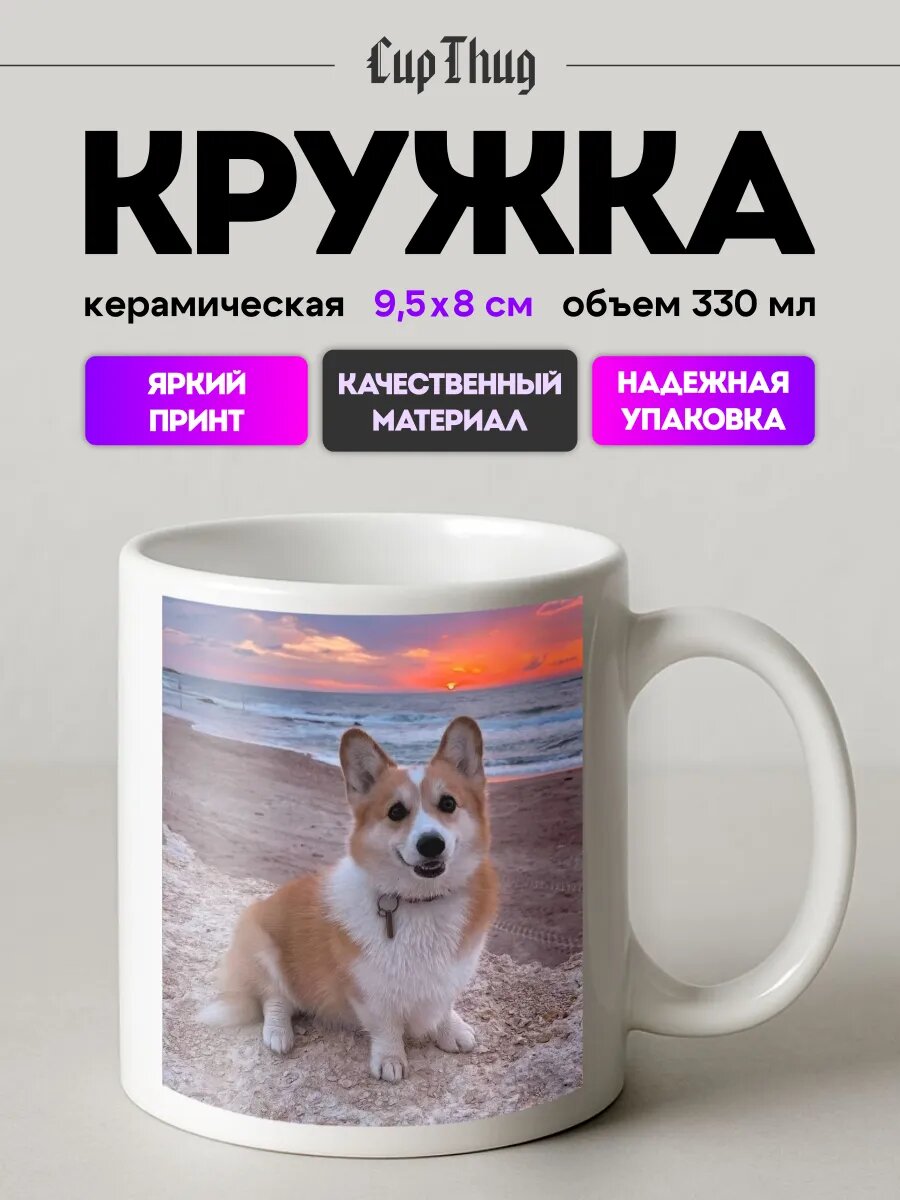Кружка с приколом для чая собака корги