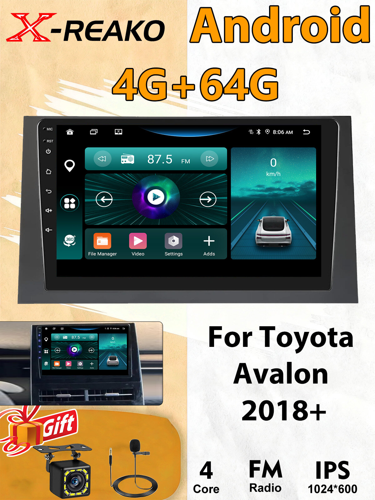 Магнитола для Toyota Avalon 2018+ Тип 2 экран 9 дюймов Андроид wifi Bluetooth GPS