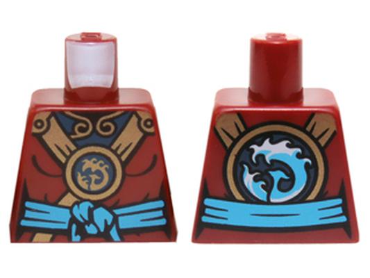 Деталь Lego 973pb2090 Torso Ninjago Female Outline with Gold Straps, Round Emblem, Dark Azure Knotted Sash and Dark Blue Undershirt Pattern