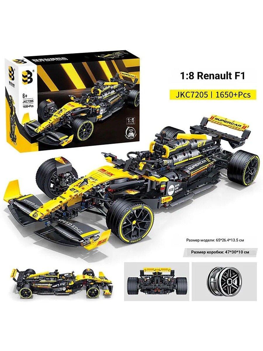 Конструктор Lianhe Chuangxiang JKC7205 Гоночный болид Renault F1, масштаб 1:8, 1650 деталей