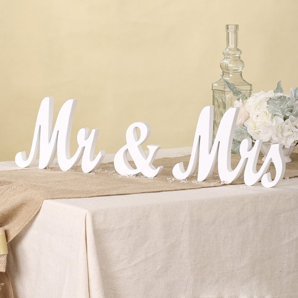 Деревянные Знаки Mr & Mrs Из Мdf Для Украшения Свадьбы И Юбилея Белый Размер 1