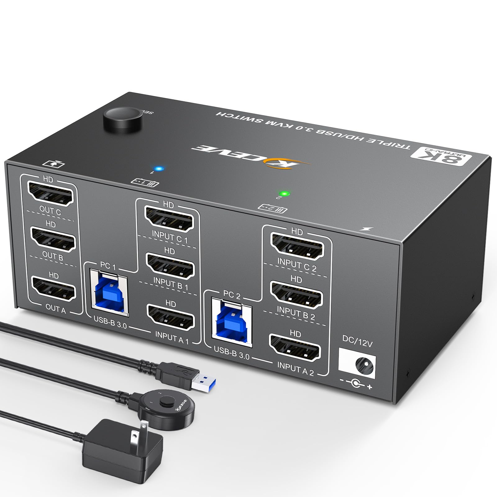 KVM Switch 3 монитора 2 компьютера HDMI 8K@60Hz