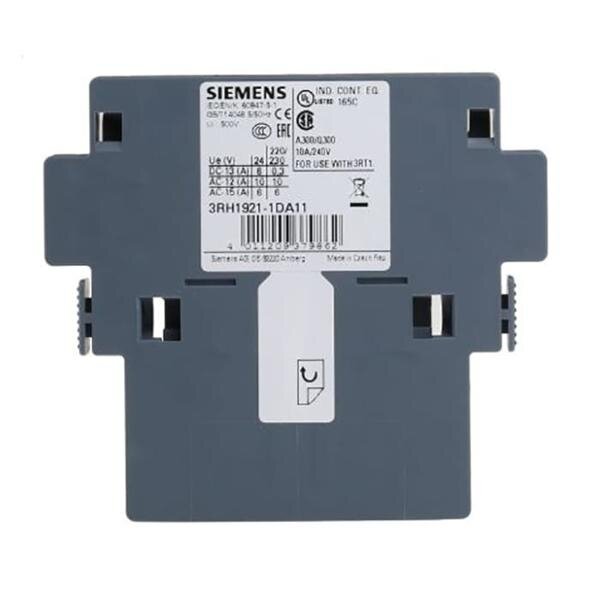 Контактор SIEMENS 3RH1921-1DA11 Вспомогательные контакты, Серия 3RH10, 3RT10, боковой, 1 шт
