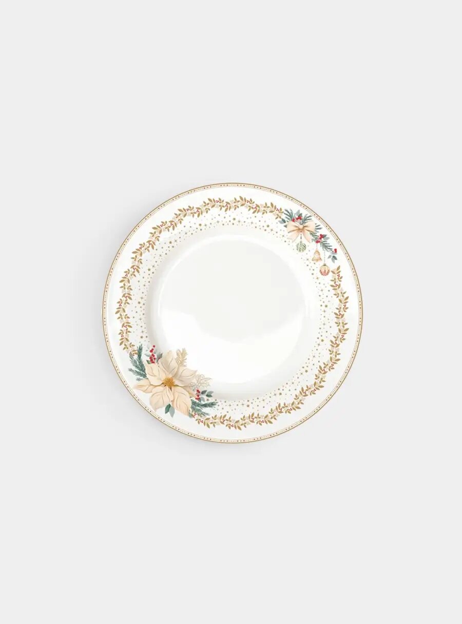 Тарелка обеденная, 26,5 см, фарфор P, белая, Цветок, White Elegance