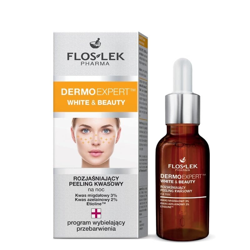Крем для ухода за кожей Floslek pharma dermo expert white and beauty, ночной кислотный пилинг, осветляющий, 30 мл