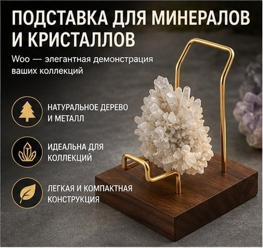 Подставка Для Кристаллов И Минералов На Металлической Основе Размер 8X8X6.5Cm