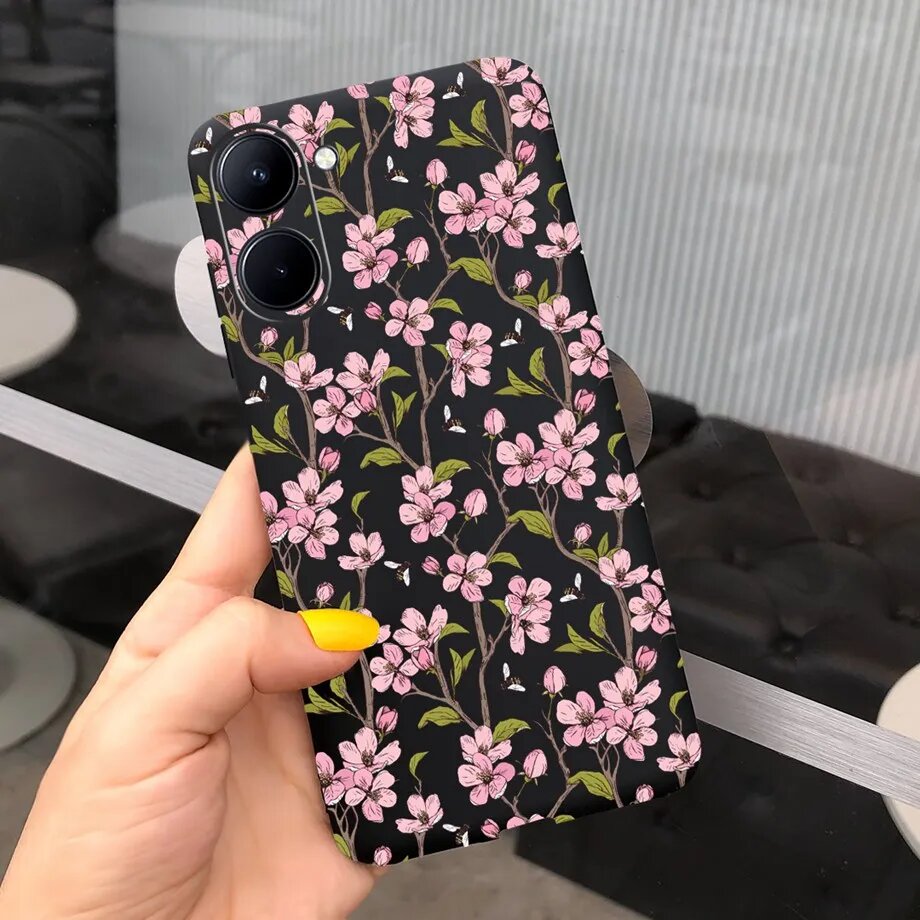 Чехол для Realme C33 C30 C30s, чехол с бабочкой, цветочным Черный, TGhei1668, Realme C30 C30s