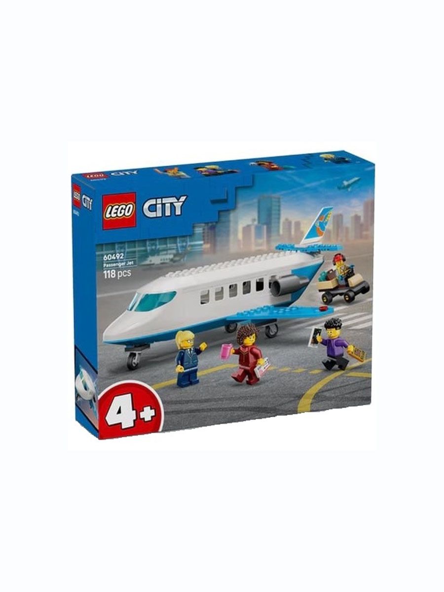 Конструктор LEGO City Пассажирский самолёт, 118 деталей, возраст от 4+, 60492