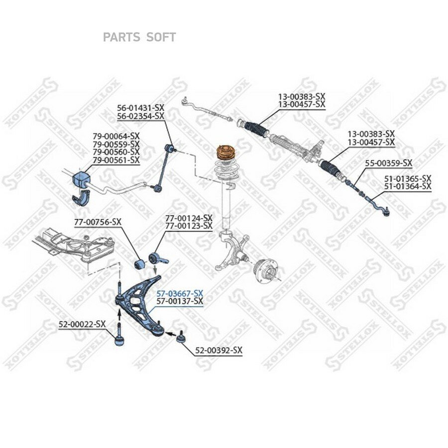 STELLOX 5703667SX 57-03667-SX рычаг левый!\ BMW E36 1.6i-2.5TDs 90-00