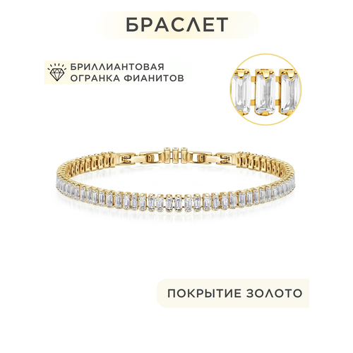 Теннисный браслет Noima, фианит, кристалл, 1 шт., размер 17 см, размер one size, золотой