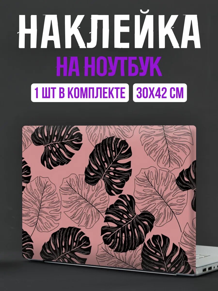 Наклейка на ноутбук листья монстера
