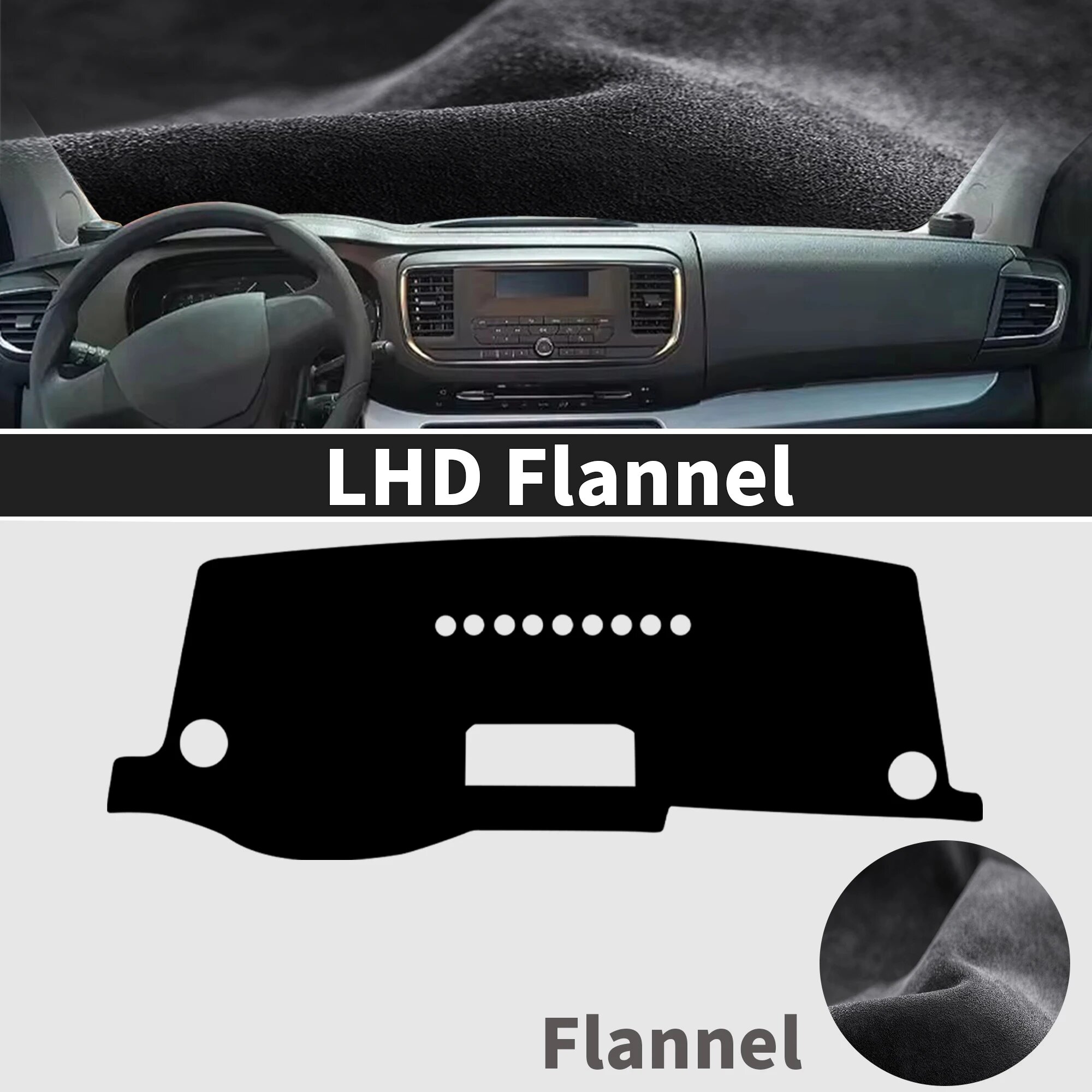 Накладка на приборную панель для Citroen Dispatch Jumpy SpaceTourer, противоскользящий LHD Flannel