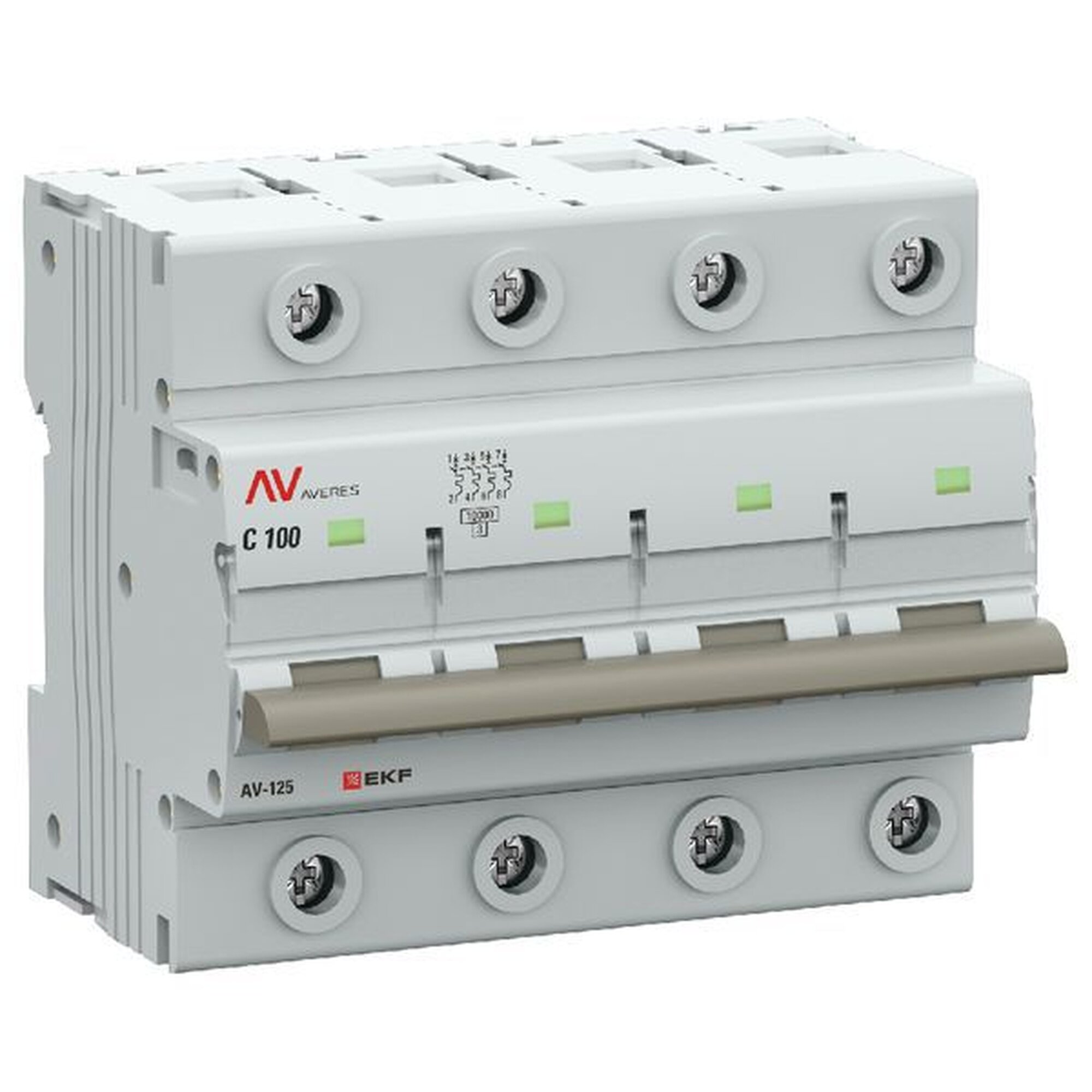Выключатель автоматический 4п C 100А 10кА AV-125 AVERES EKF mcb125-4-100C-av