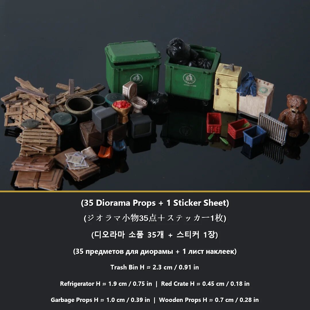 AFA 1:64 Миниатюрные модели аксессуаров для диорам из резины AFA Junk Yard Set