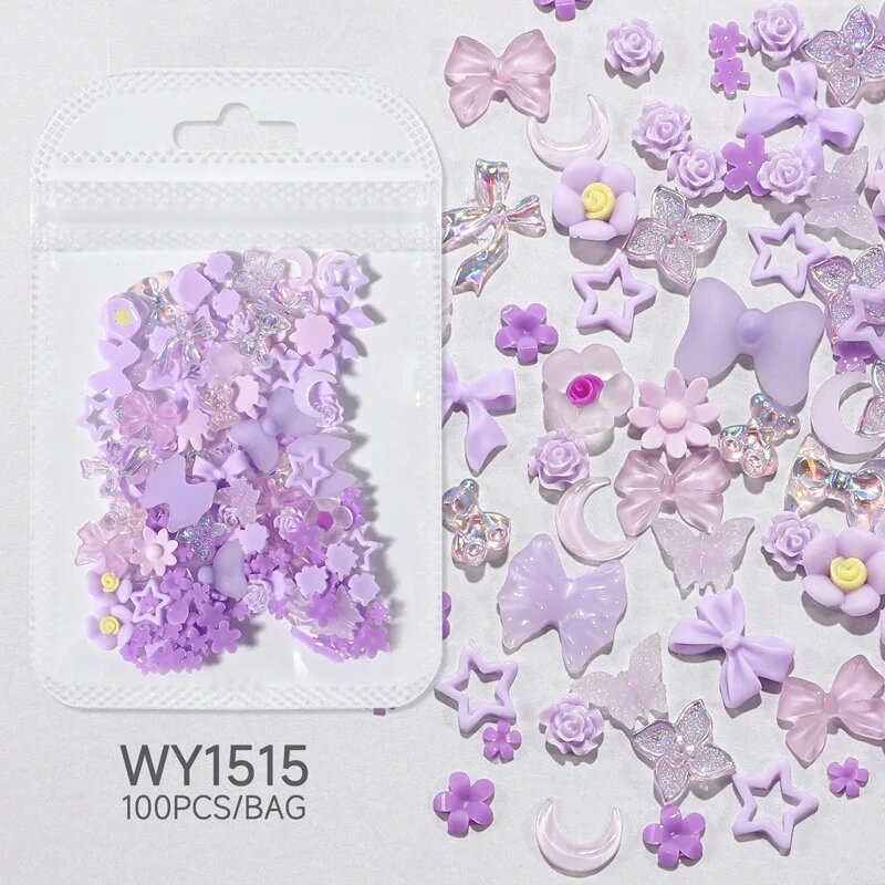 Смешанные 3D смоляные бантики Taste-girl для дизайна ногтей WY1515-Purple