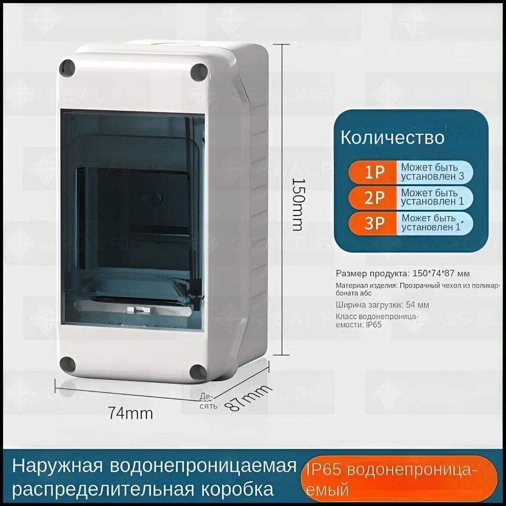 Бокс/ щиток электрический пластиковый для автоматов, щит распределительный навесной 3 модулей 65IP