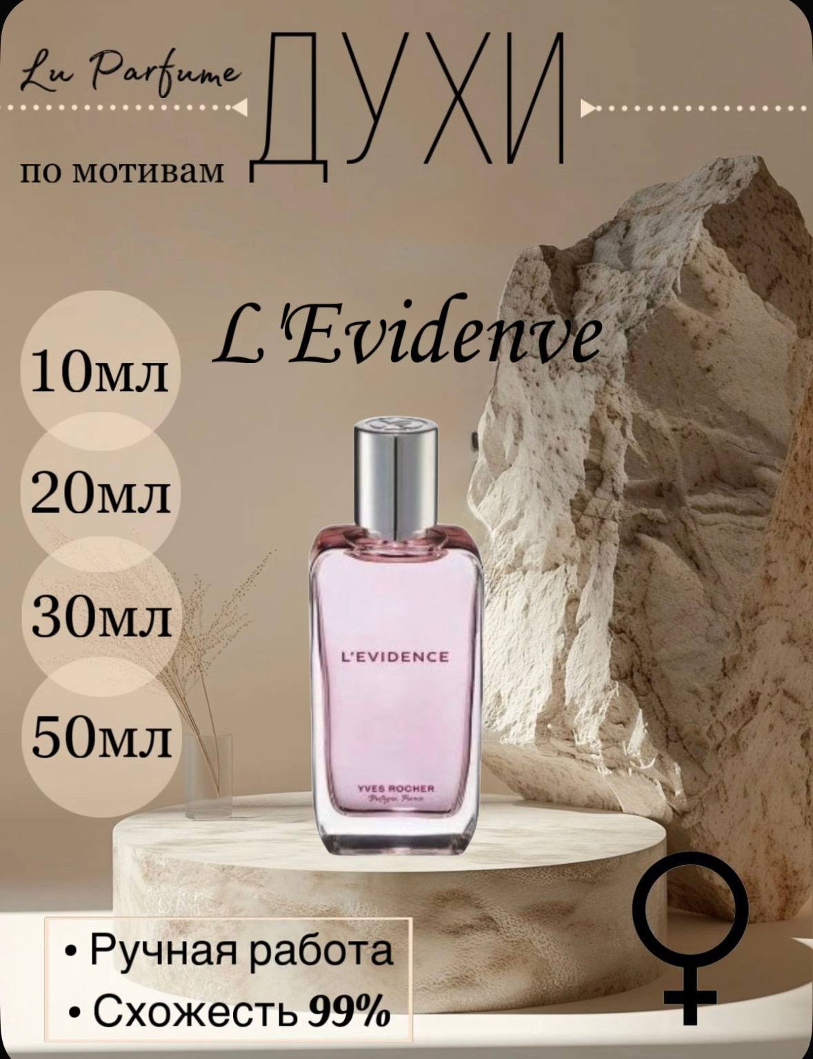 Духи ручной работы по мотивам 'L'Evidence', для женщин Lu Parfume