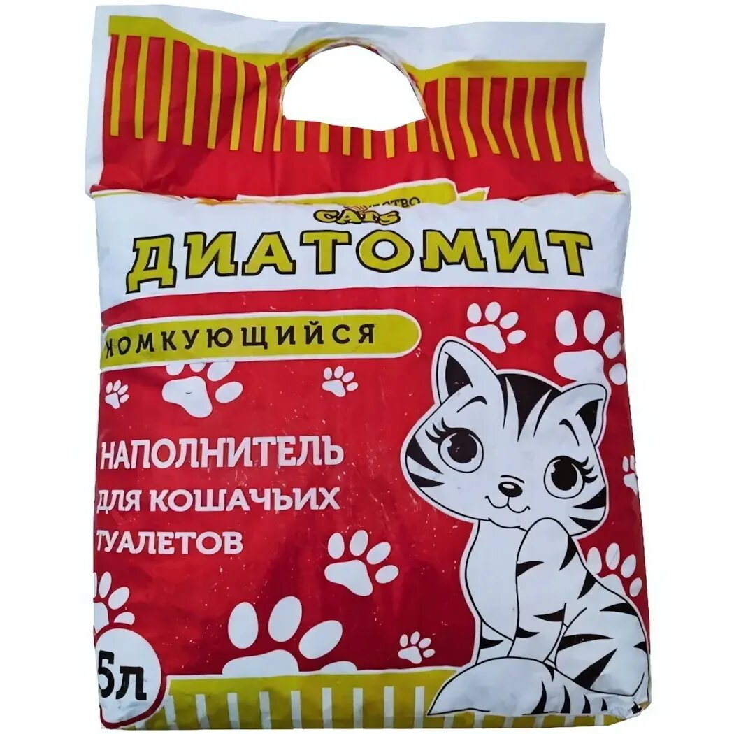 Наполнитель для кошачьего туалета комкующийся 5л, диатомит, антисептический