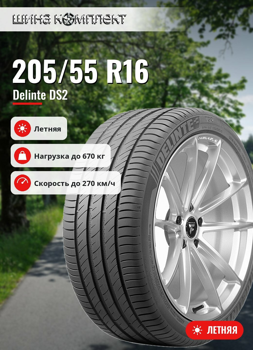 Автомобильная шина Delinte DS2 205/55 R16 94W летняя для легкового автомобиля