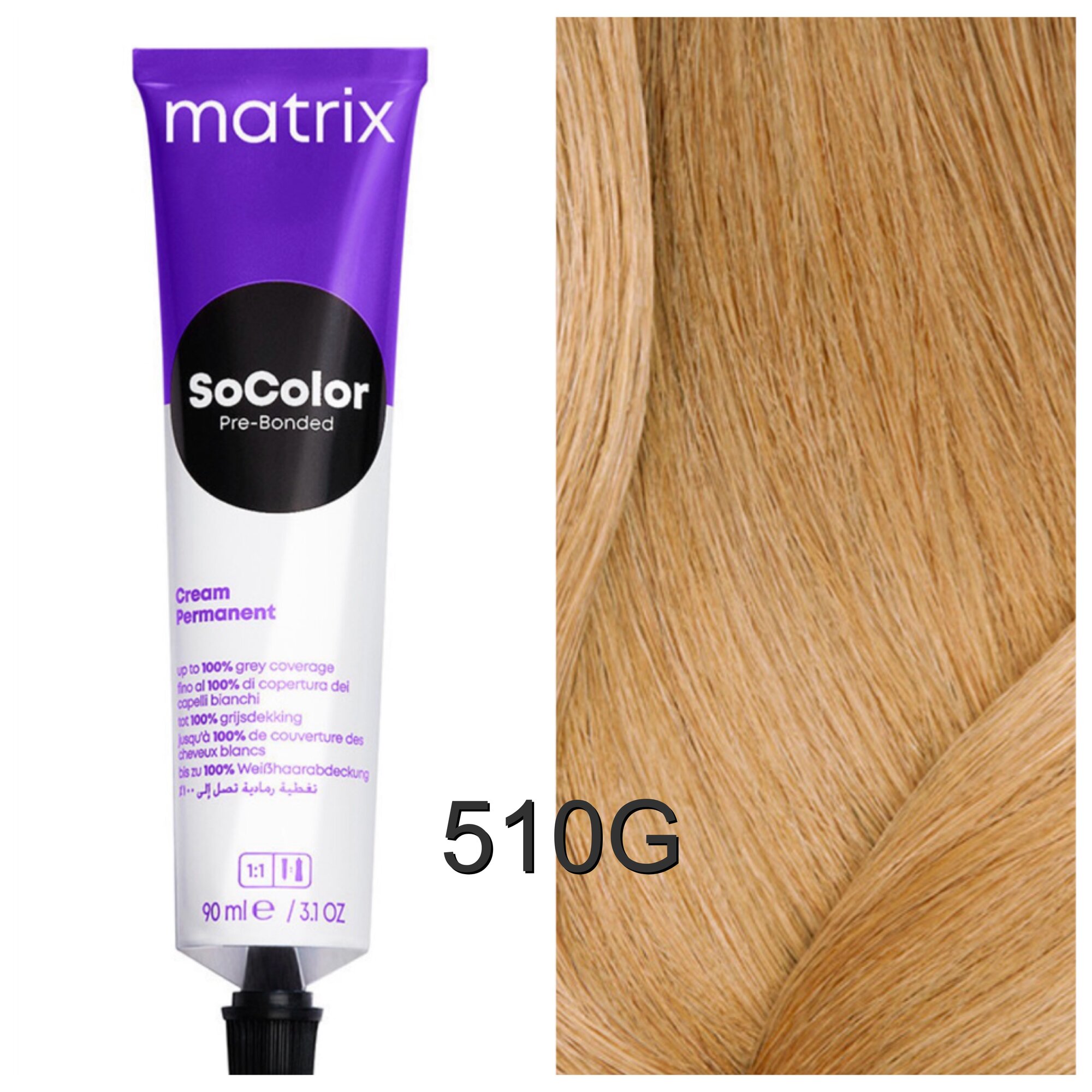 Краситель перманентный Matrix SoColor Pre-Bonded Extra для волос, 510G очень-очень светлый блондин золотистый, 90 мл