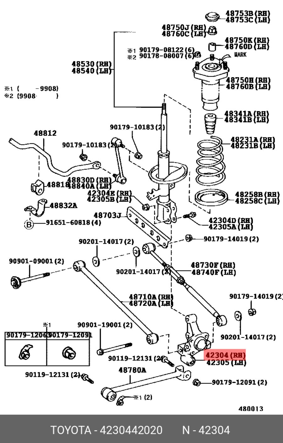 Цапфа задней подвески org (TOYOTA 4230442020)