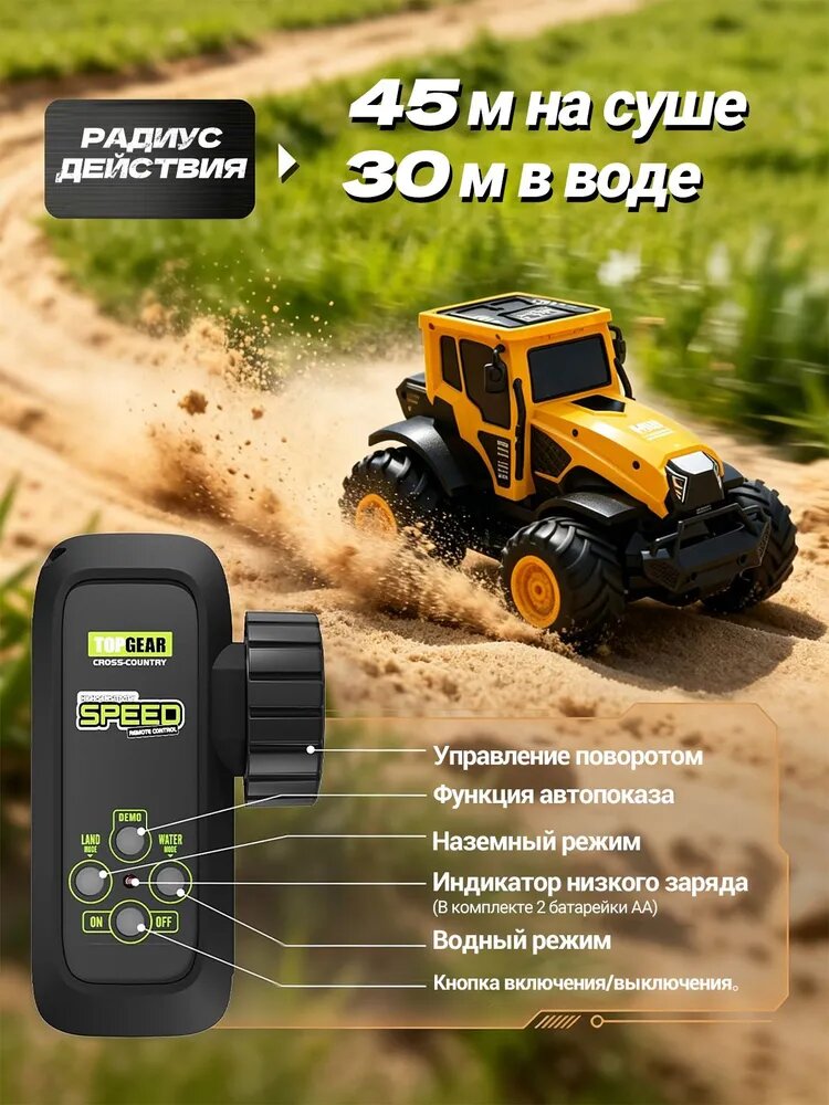 Машина на пульте управления/ Трактор-амфибия на радиоуправлении, 2.4G внедорожный RC вездеход для суши и воды, 4WD