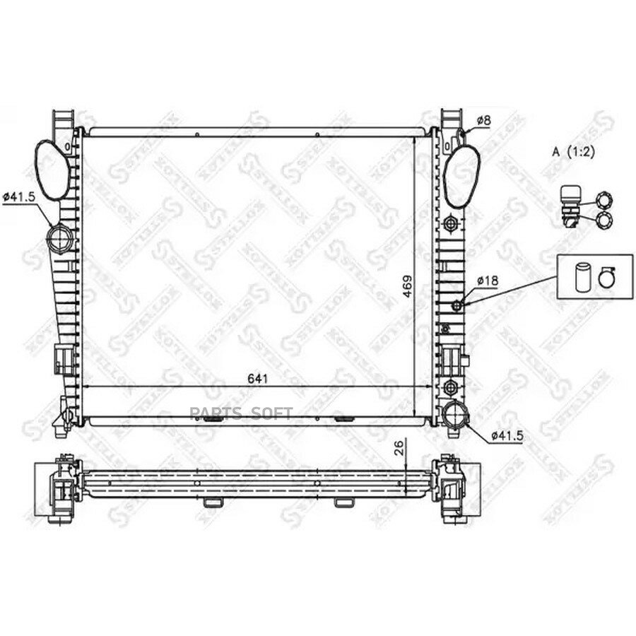 STELLOX 1025930SX 10-25930-SX радиатор системы охлаждения!\ MB W220 2.8/3.2/3.5 98-05