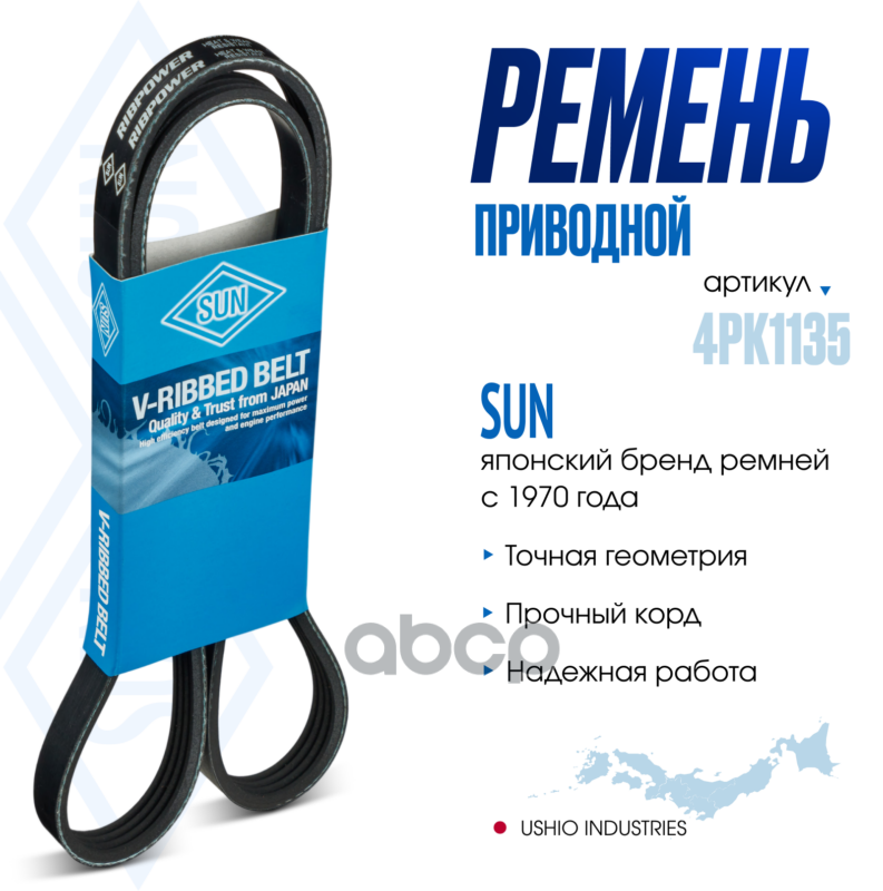 Ремень поликлиновый SUN SUN арт. 4PK1135