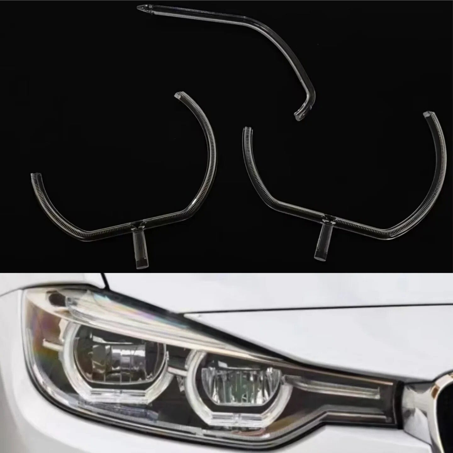 Новые светодиодные фары, лампы DRL, акриловые трубки, волоконные лампы для BMW 3 Left side (3 piece)