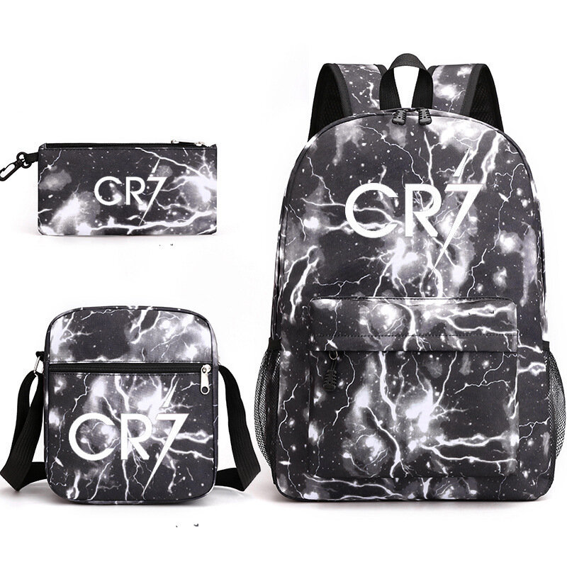 Футбольный набор 3 в 1: рюкзак, сумка, пенал с принтом Cristiano Ronaldo , 43×29×15 см, 660 г, водоотталкивающий, для школьников