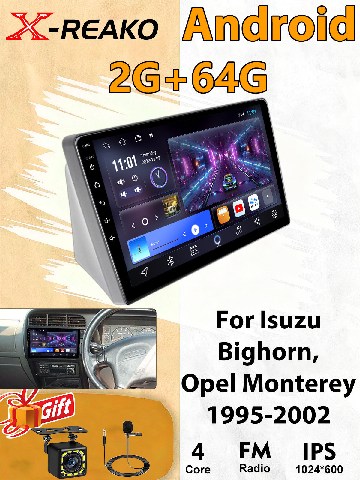 Магнитола для Isuzu Bighorn, Opel Monterey 1995-2002 экран 9 дюймов Андроид wifi Bluetooth GPS