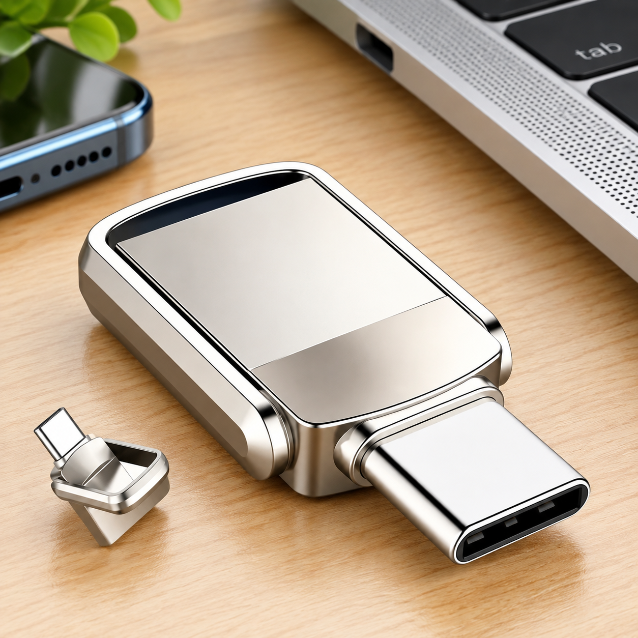 USB-накопитель Type-C 2ТБ, OTG (Цвет товара: серебристый)
