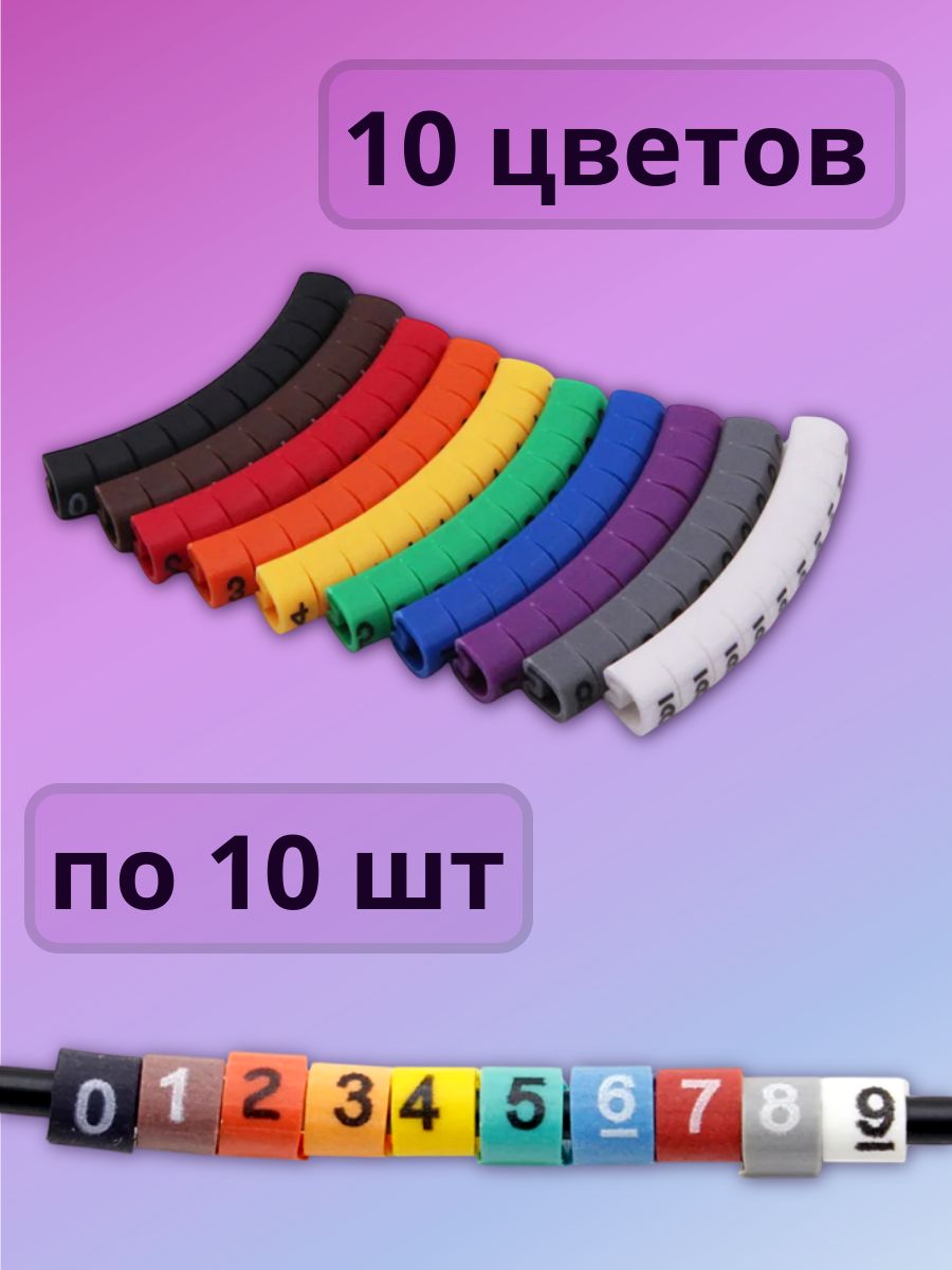 Кабельные маркеры 0,75-2,5 кв. мм, набор 0 - 9; 100 шт