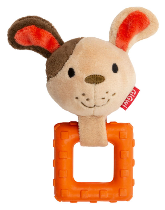 Игрушка для собак GiGwi / ГиГви Suppa Puppa собачка с тренажёром для зубов и пищалкой, мягкая, размером 15см / зоотовары для животных