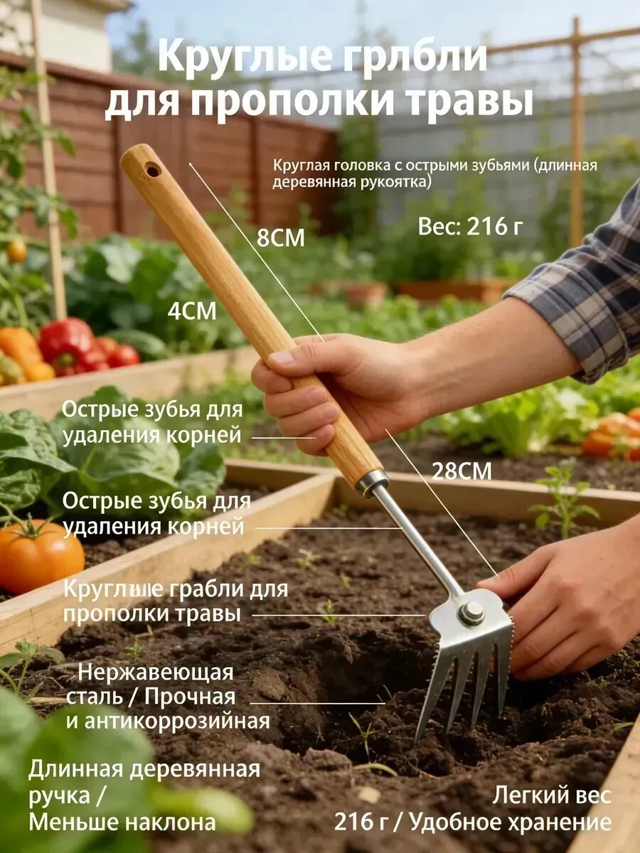 Круглые грабли для прополки травы садовый инструмент