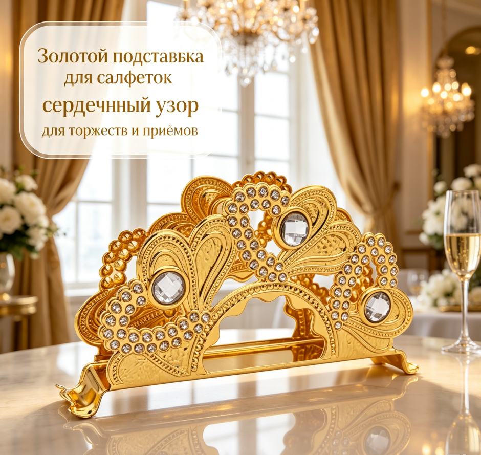 Салфетница 1 шт. Роскошная подставка для салфеток с стразами, золотой декор, настольная коробка для салфеток, элитный