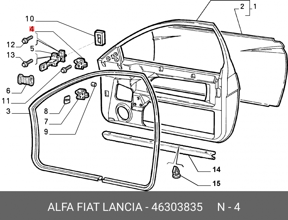 Петля - шарнир открывания двери Fiat 46303835
