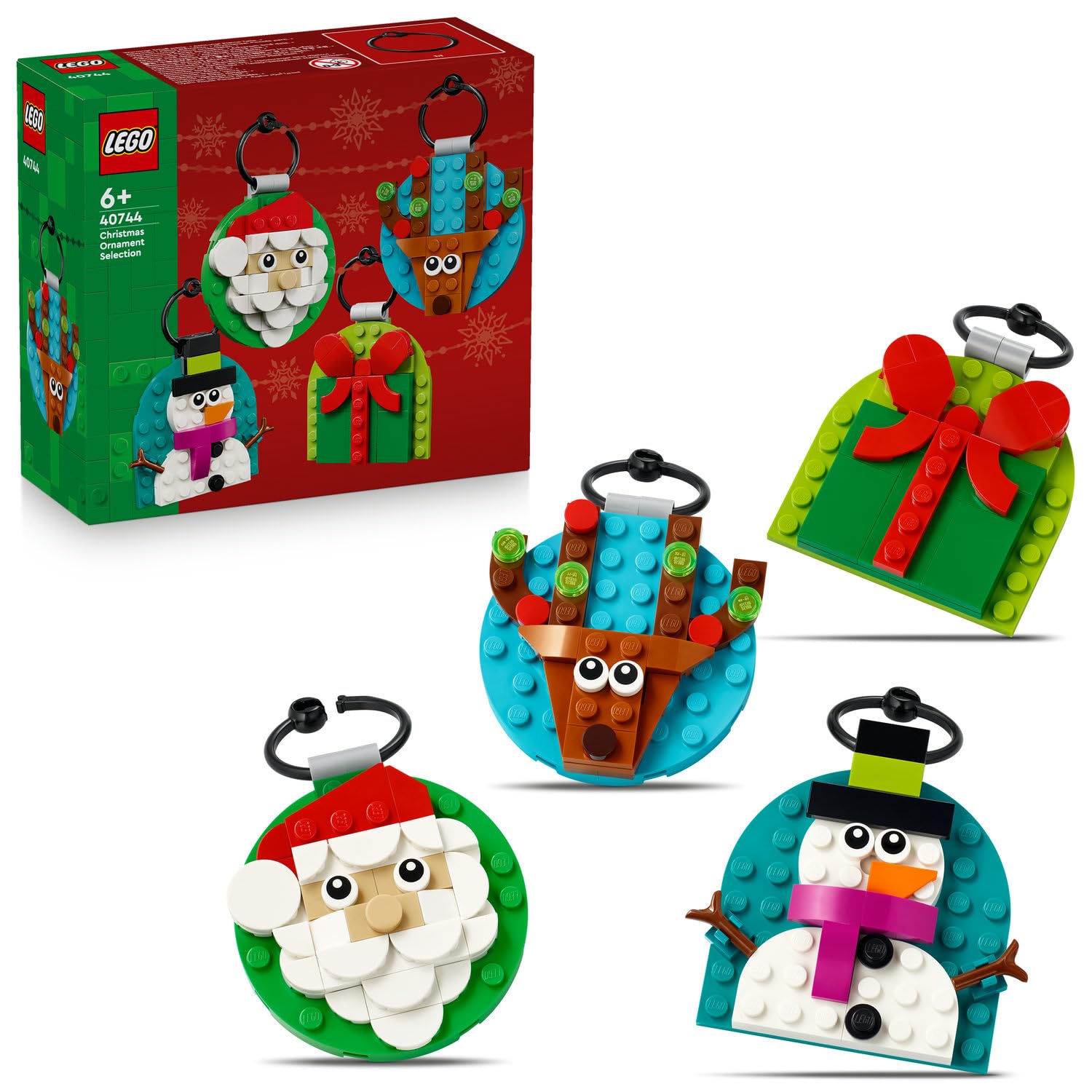 Конструктор LEGO Рождественские украшения 40744 Набор для творчества с Дедом Морозом, Снеговиком и Оленем, 153 детали