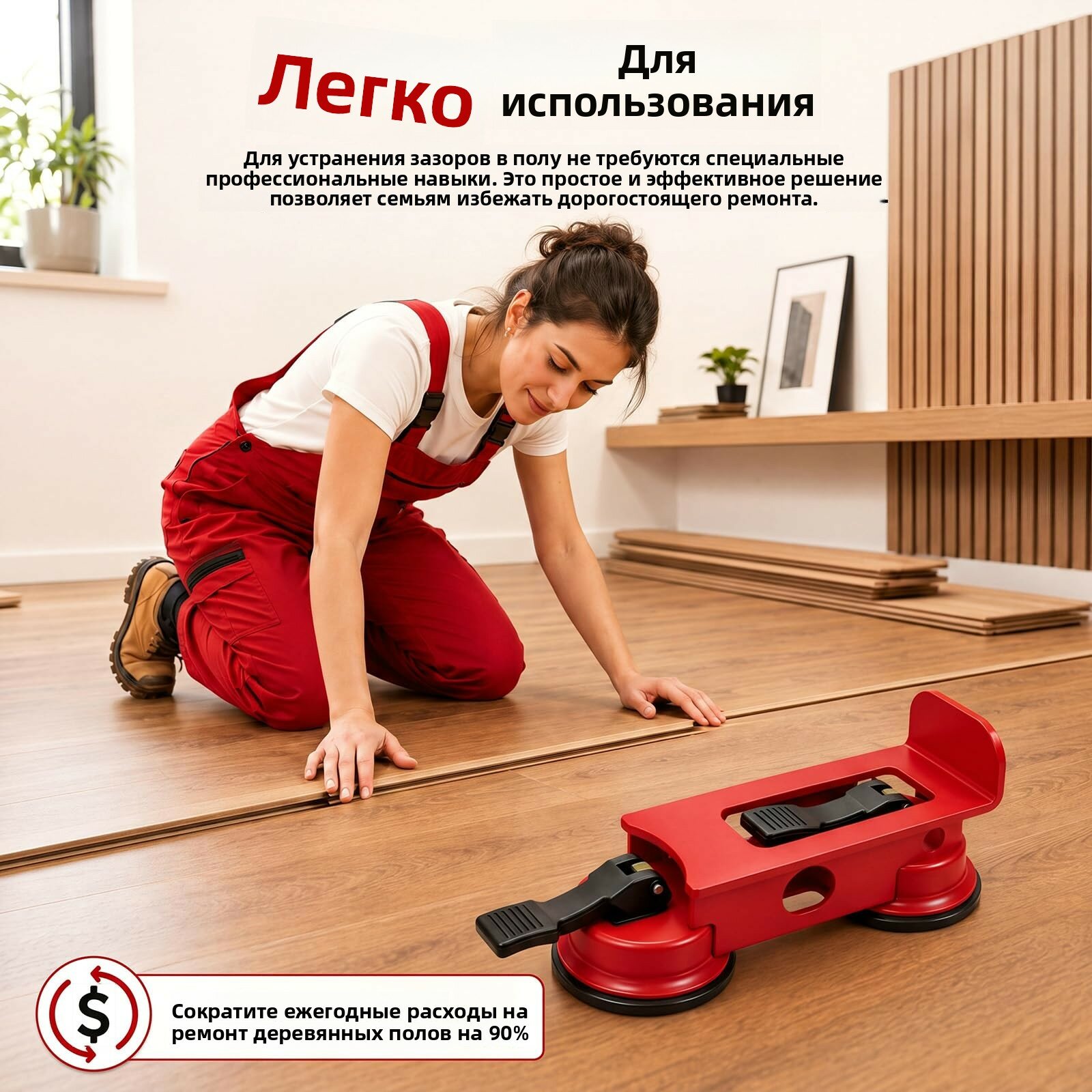 Инструмент с двумя присосками для создания зазора при укладке ламината, винилового покрытия и паркета