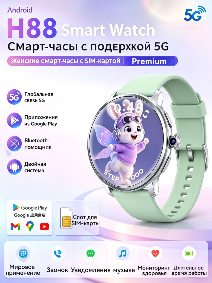 4G умные часы JITE с слотом для SIM-карты и камерой, 3 ГБ ОЗУ, 32 ГБ ПЗУ, GPS, WiFi