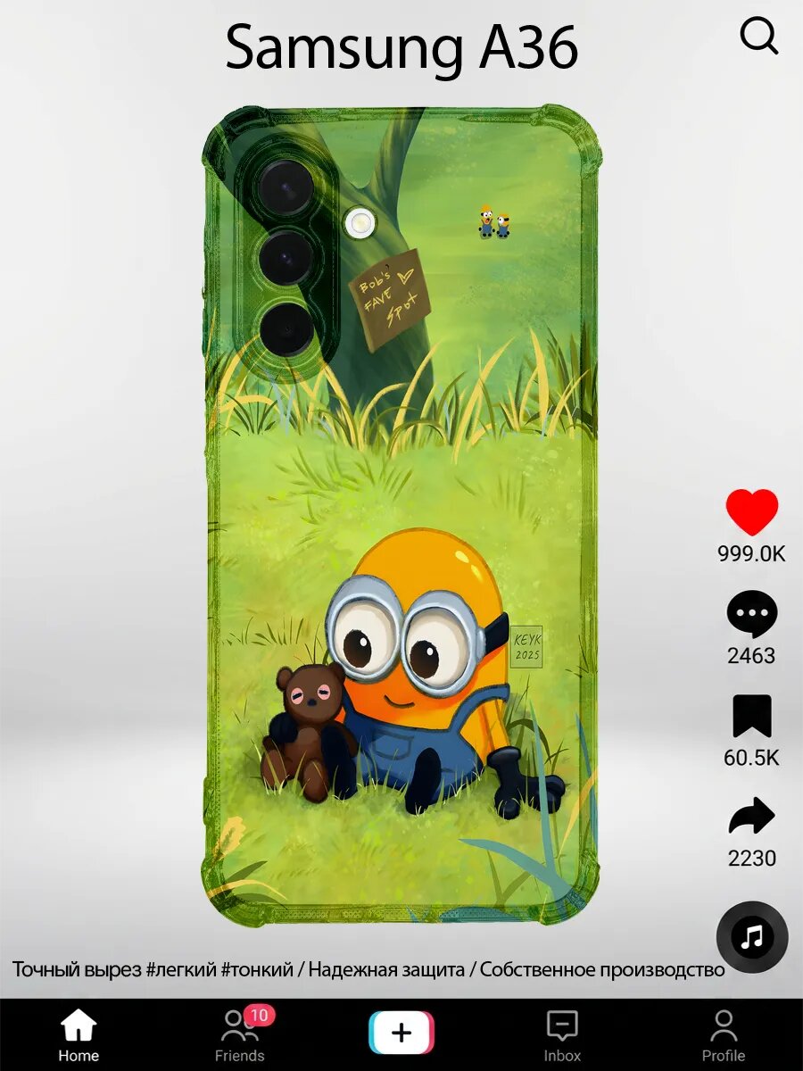 Чехол на iPhone 13 с принтом Миньоны миньон мишка поляна