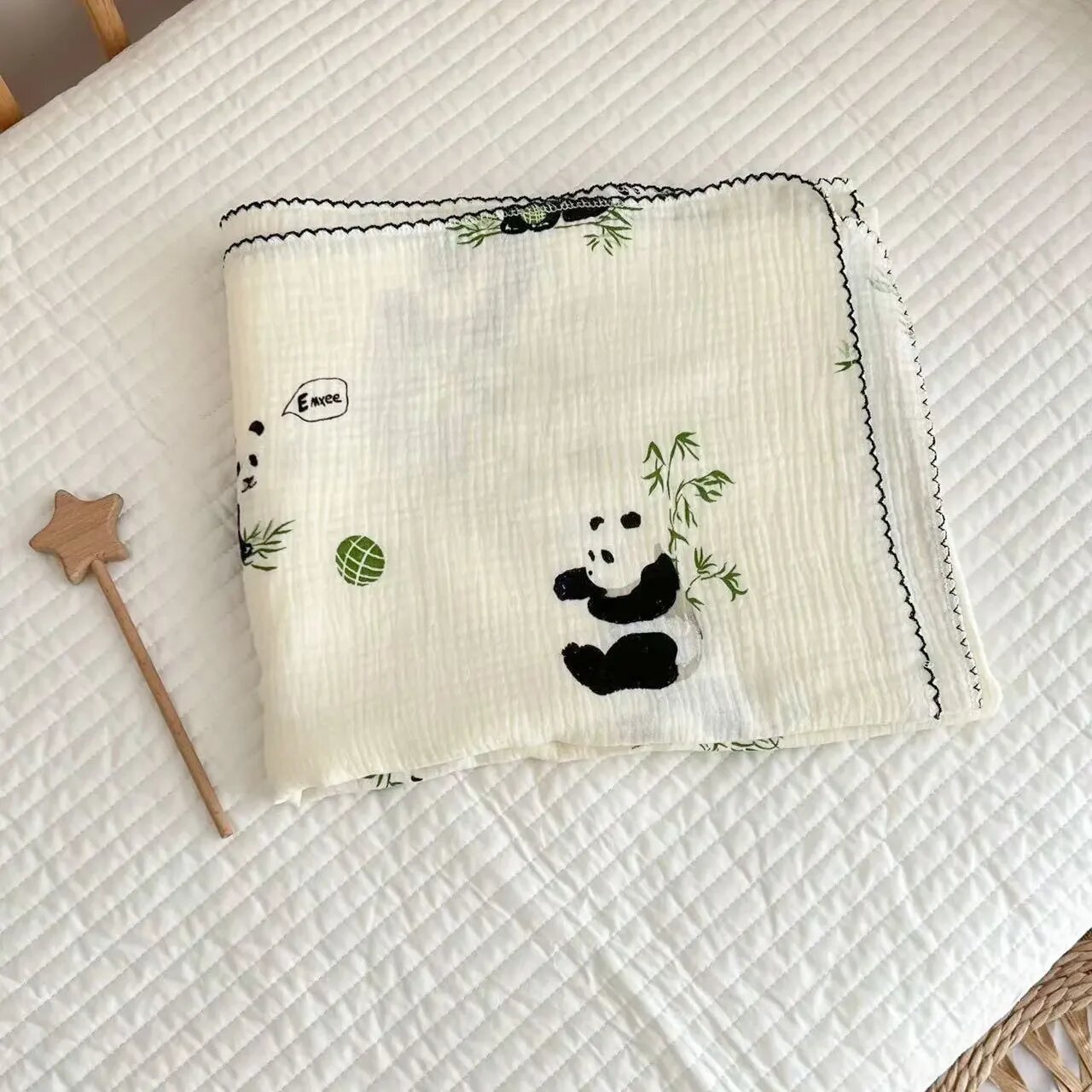 DANIVIVI Муслиновое одеяло 110x130 см для детей 4-6 лет Белый, Panda