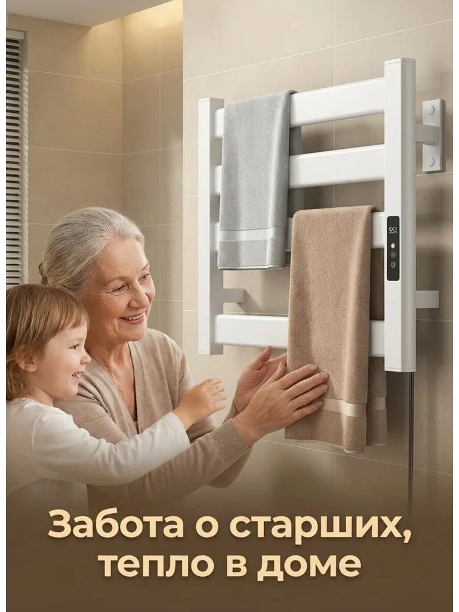 Полотенцесушитель электрический мм, белый, правый ТЭН, алюминий, 220